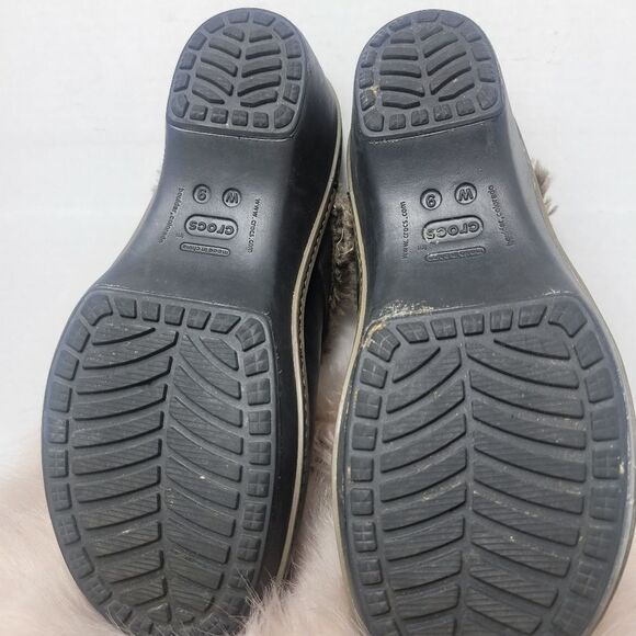 Crocs Cobbler Eva Fur Lined Clog Mule Heels Split Toe Black Women’s 8 - Picture 9 of 10